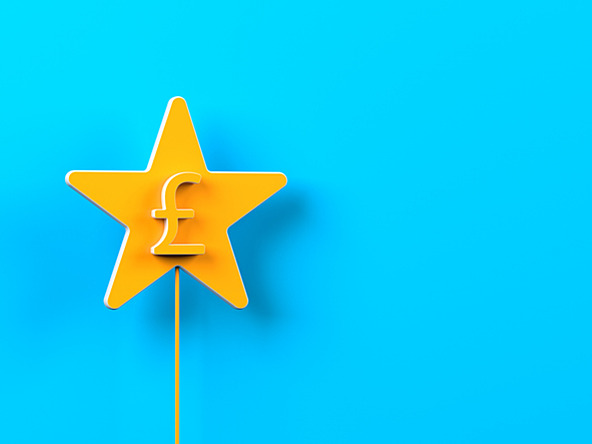 yellow star with pound sign against blue background